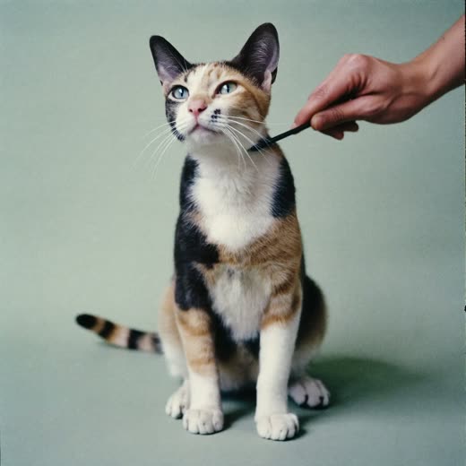 A cat being groomed
